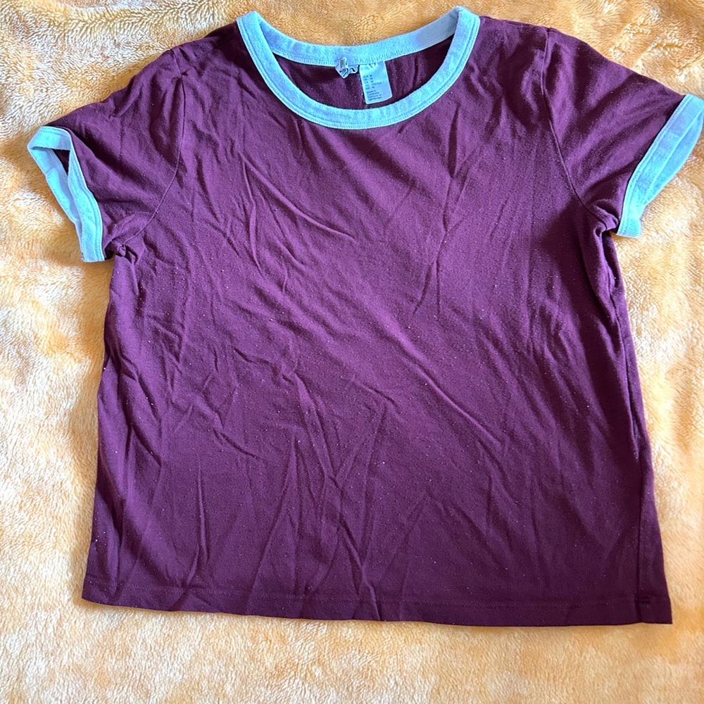 H&M Burgundy Tee with White Trim